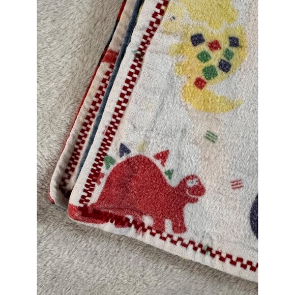 Dinosaurs & Striped Reversible Baby Blanket Cotton 40 x 30 No Tag EUC READ - Picture 8 of 11